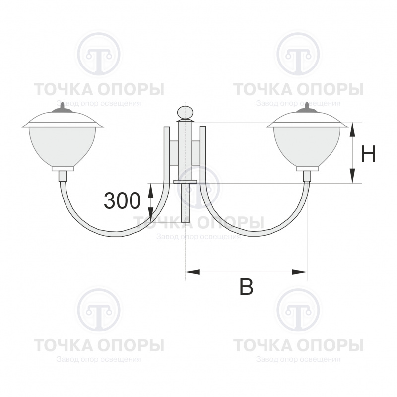 К30-0,7-0,9-1-5 торшерный двухрожковый кронштейн